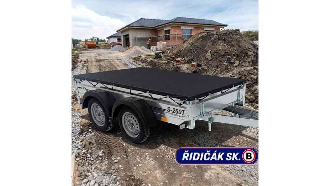 Praktický sklopný přívěsný vozík 2x náprava, 2,53m x1,30,DPH - foto 1