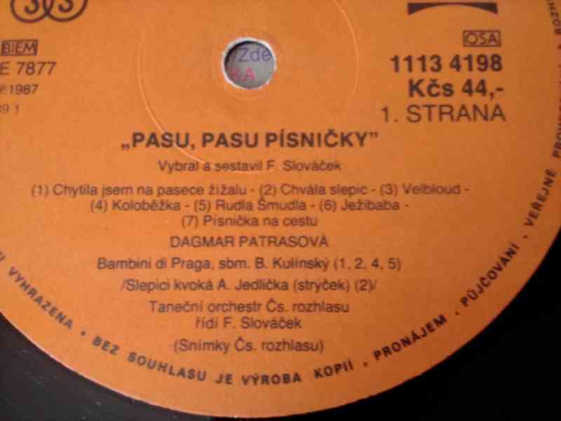 LP deska Dagmar Patrasová - Pasu, pasu písničky - foto 3