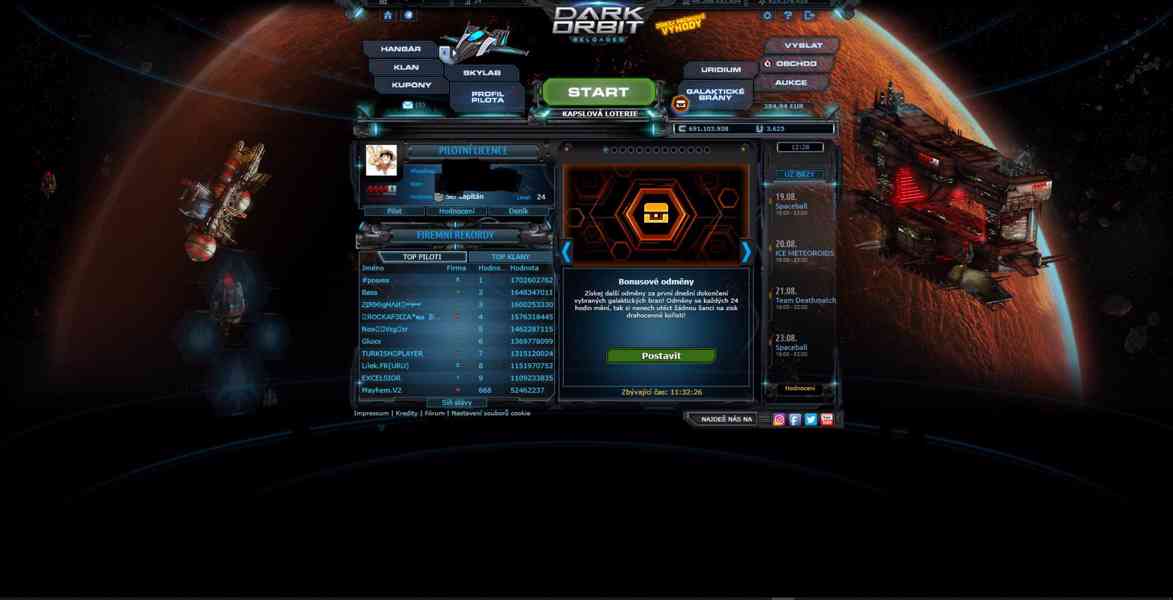 DarkOrbit účet - bazar - Hyperinzerce.cz
