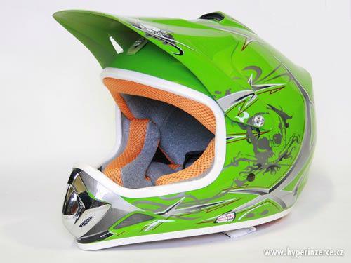 Moto Cross Helma zelená  na minicross pitbike NOVÁ