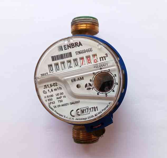 Vodoměry na studenou a teplou vodu, plně funkční  - foto 2