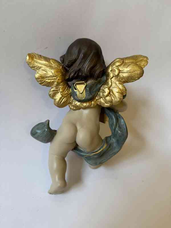 Barokní anděl s citerou - modrý šál - foto 3