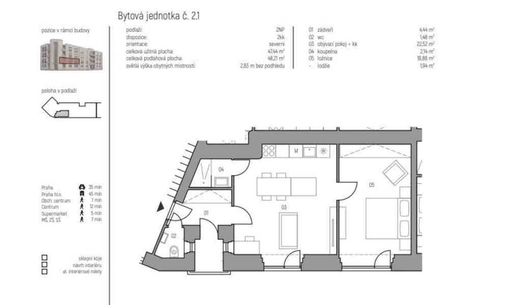 Prodej krásného bytu 2+kk (47m²) a lodžií 1,9 m², Kolín - foto 6