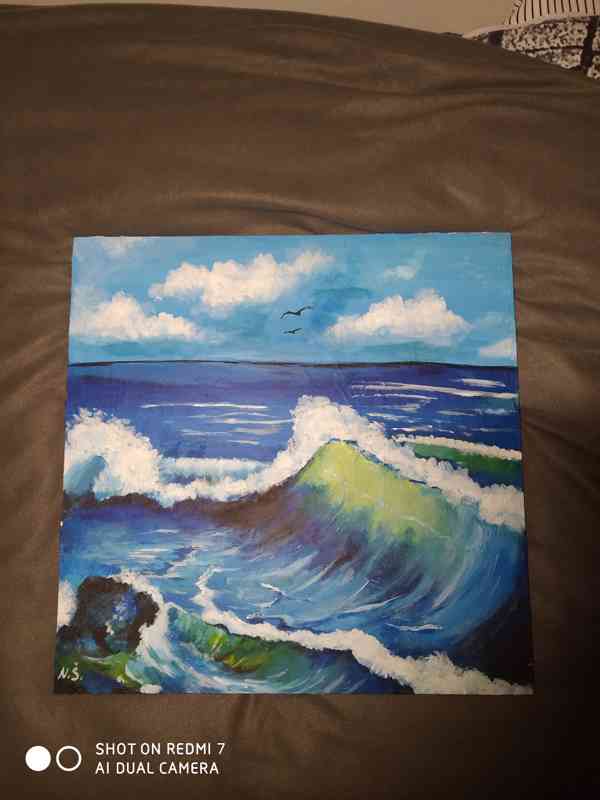 Ručně malovaný obraz s tématikou moře  - foto 1