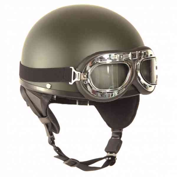 Helma Mil-Tec Moto Retro - olivová - foto 5