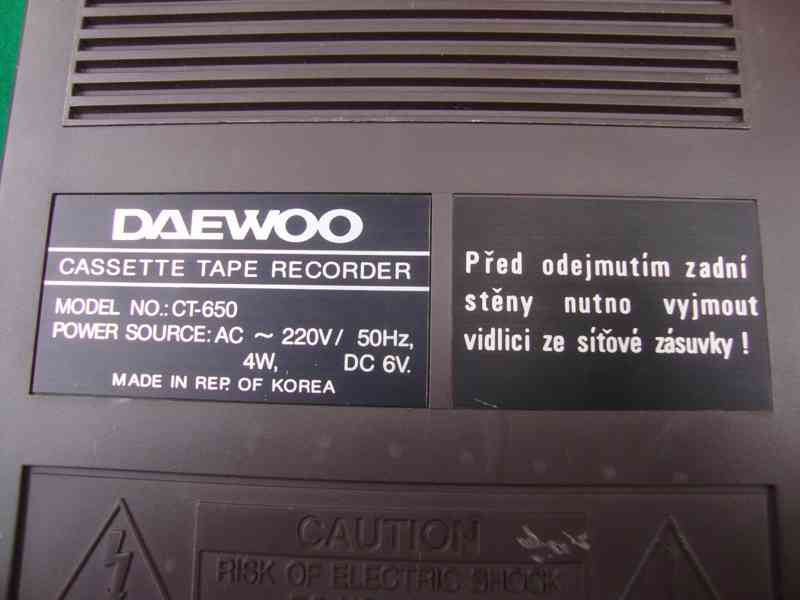Kazetový magnetofon DAEWOO CT 650 funkční super stav - foto 11