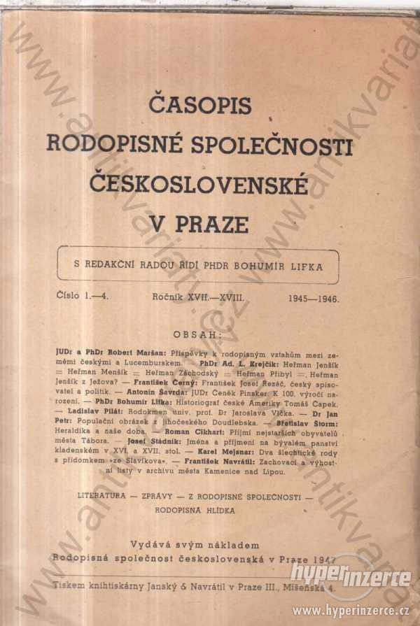 Časopis rodopisné společnosti československé... - foto 1