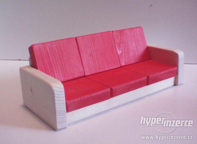 Dřevěný nábytek pro panenky obývák červený - foto 2