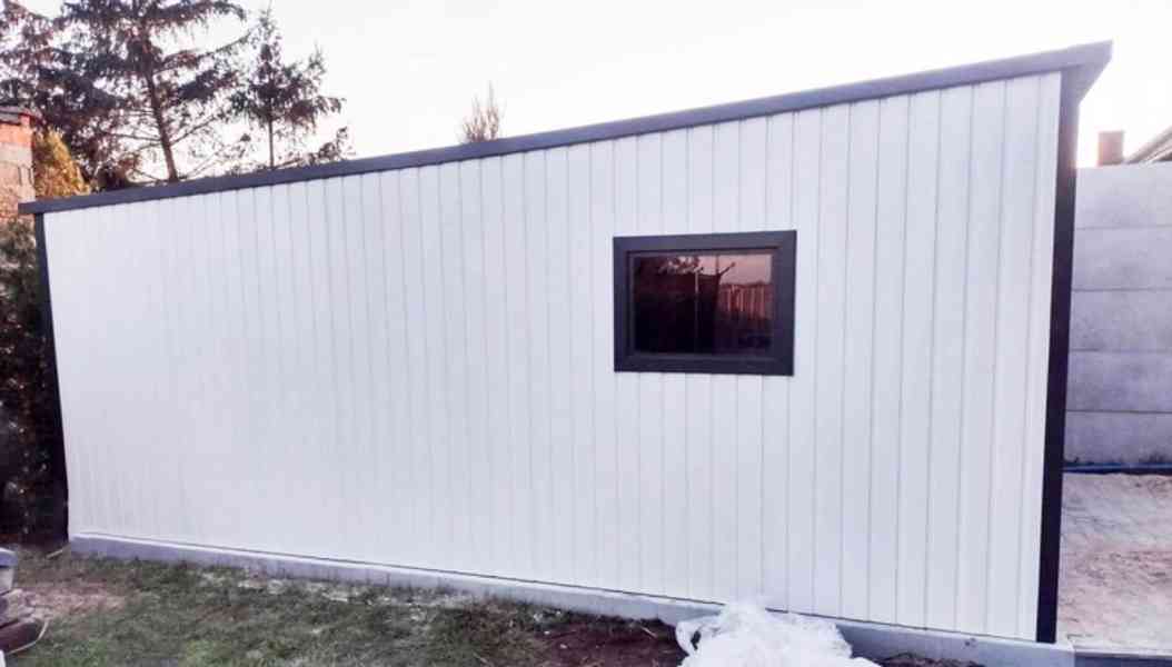 Plechová garáž 4x5m spád dozadu výklopná vrata okno TS305 - foto 4