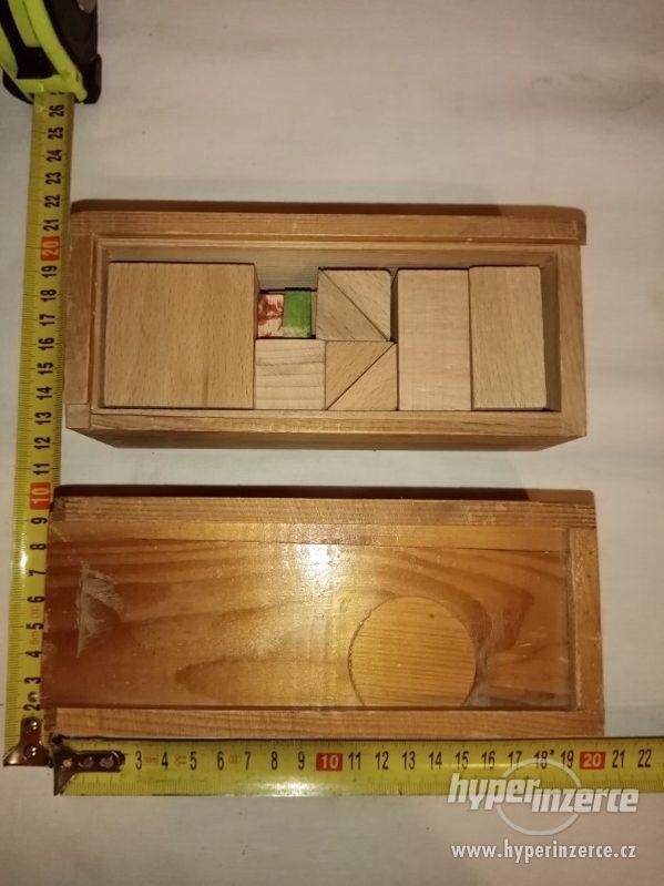 Dřevěné skládačky - stavebnice v krabičkách 2 ks - foto 1