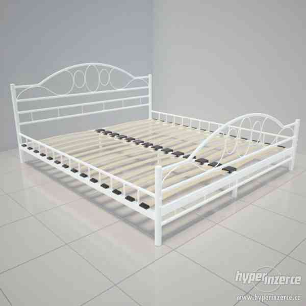 Luxusní kovová postel 180x200 - bílá oblouk - foto 3