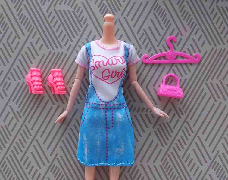 NOVÉ! Set pro panenku Barbie, šaty + boty + kabelka + ram. - foto 2
