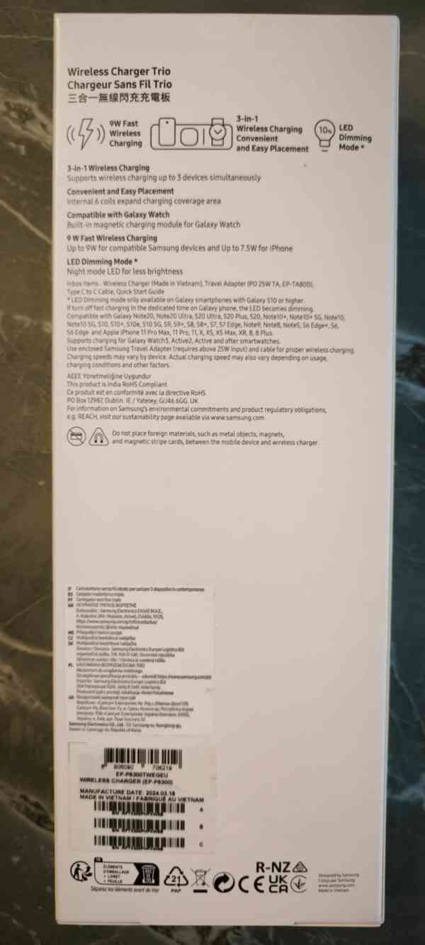 Samsung bezdrátová nabíječka Trio EP-P6300 bílá - foto 3