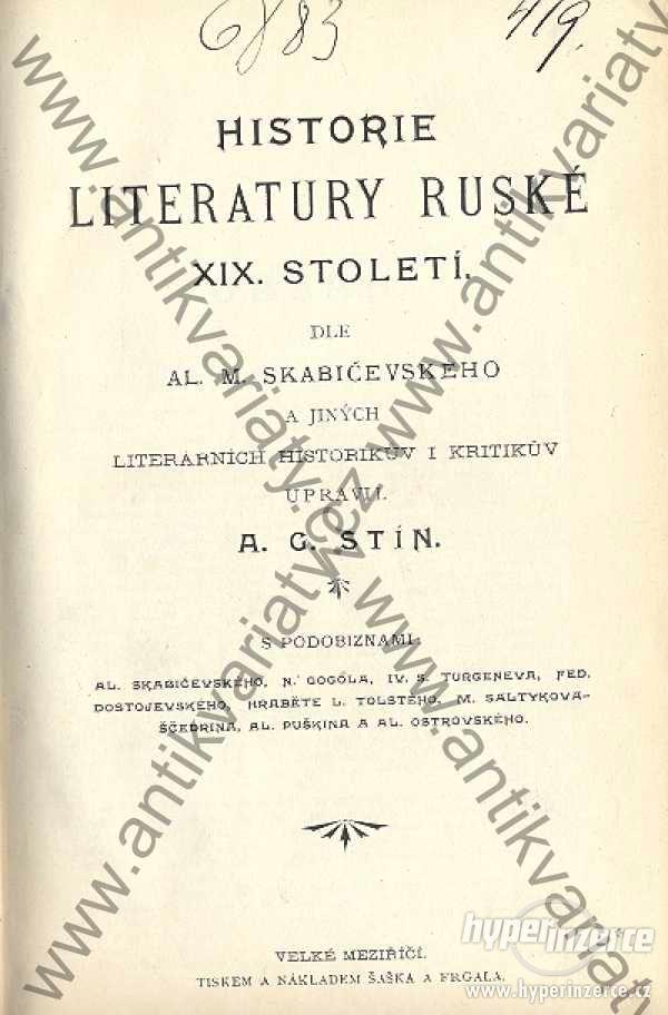 Historie literatury ruské XIX. století A.G.Stín - foto 1