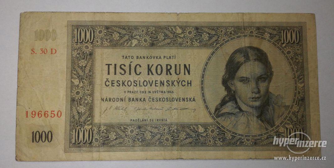 1945, 1000 koruna, 30 D, Československo - foto 1