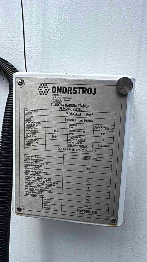 Stabilní tlaková nádoba – plynojem ONDRSTROJ - foto 3