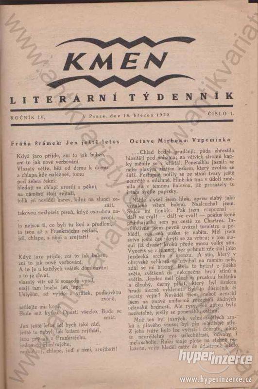 Kmen: Literární týdenník Roč. IV. 1920 - 1921 - foto 1