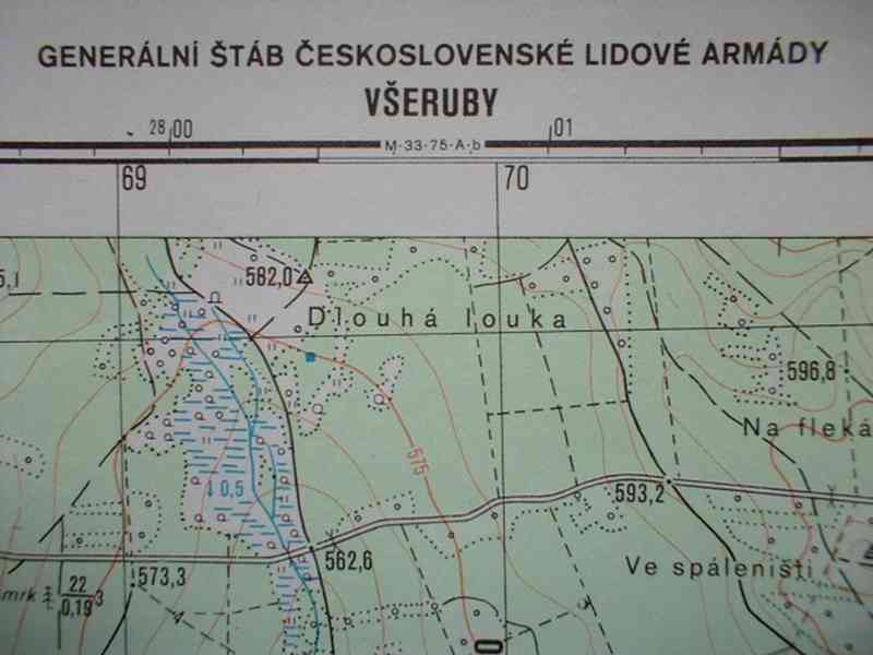 Vojenská profesionální tajná mapa Všeruby 1:25 - foto 3