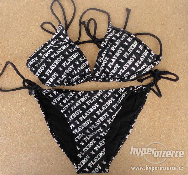 Dámské dvoudílné plavky s nápisy Playboy - černé - foto 1