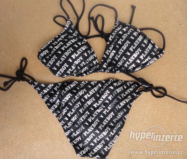 Dámské dvoudílné plavky s nápisy Playboy - černé - foto 2