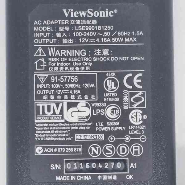 ViewSonic AC adaptér 50W 12V, 4.16 A - foto 2