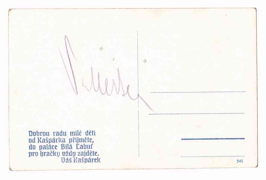 Vojta Merten, herec, autogram, reklamní pohlednice, rok 1939 - foto 2
