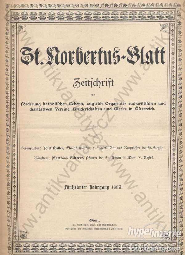 St. Norbertus-Blatt Mathias Eisterer Wien 1903 - foto 1