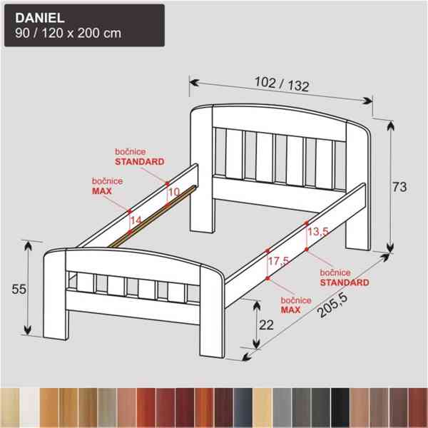 Bílá postel z masivu DANIEL, bílé jednolůžko 90x200 - foto 2