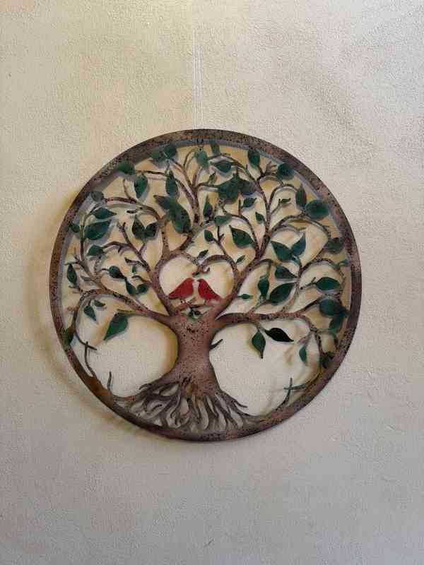 Strom s ptáčky - kovová nástěnná dekorace 80 cm - foto 1