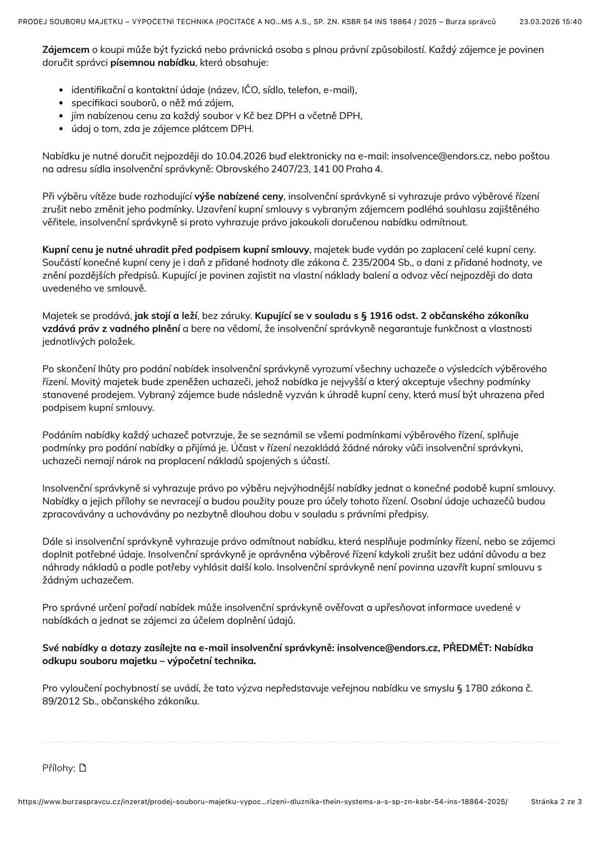 PRODEJ SOUBORU MAJETKU – VÝPOČETNÍ TECHNIKA - foto 3