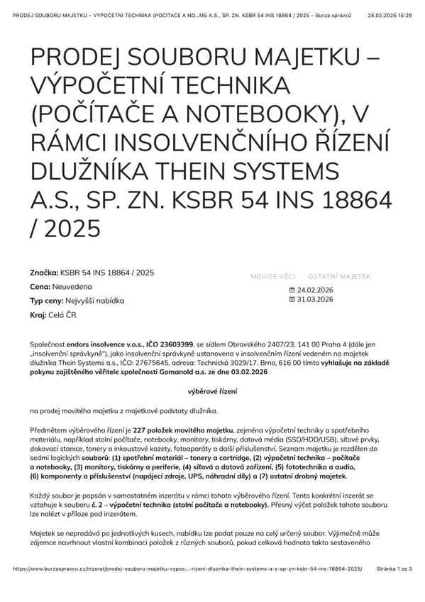 PRODEJ SOUBORU MAJETKU – VÝPOČETNÍ TECHNIKA - foto 2