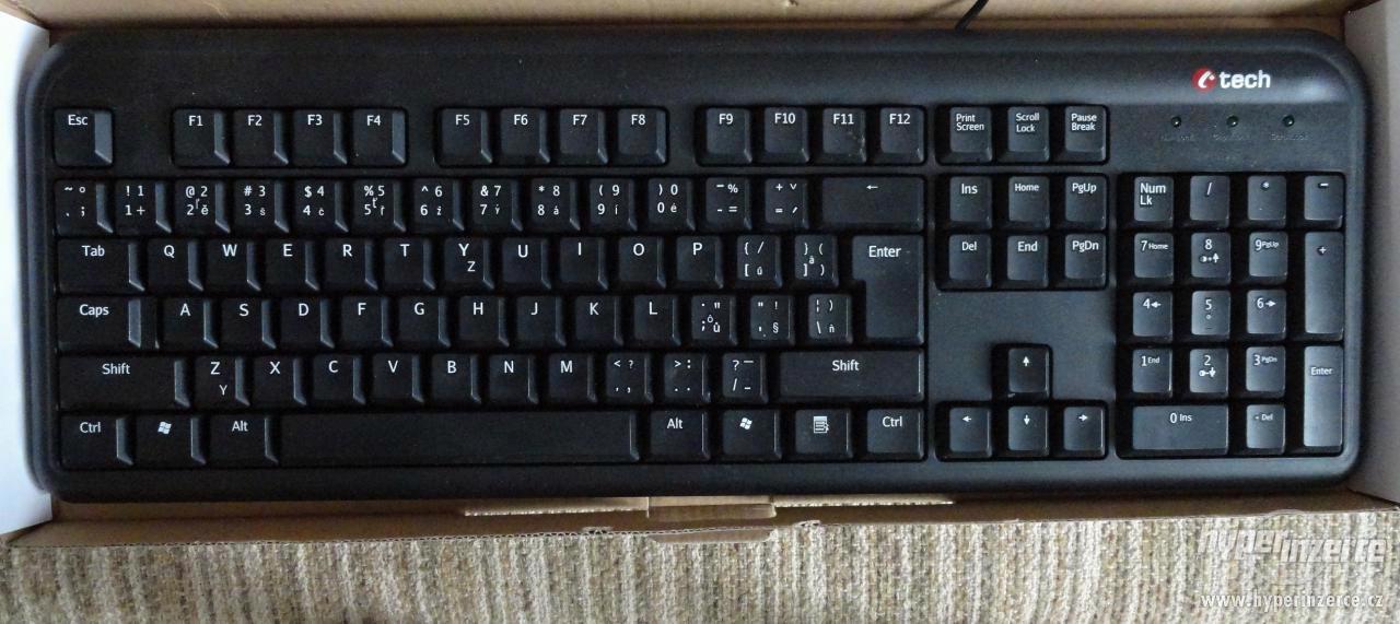 C-TECH klávesnice KB-101 USB, slim, black, CZ/SK - foto 1