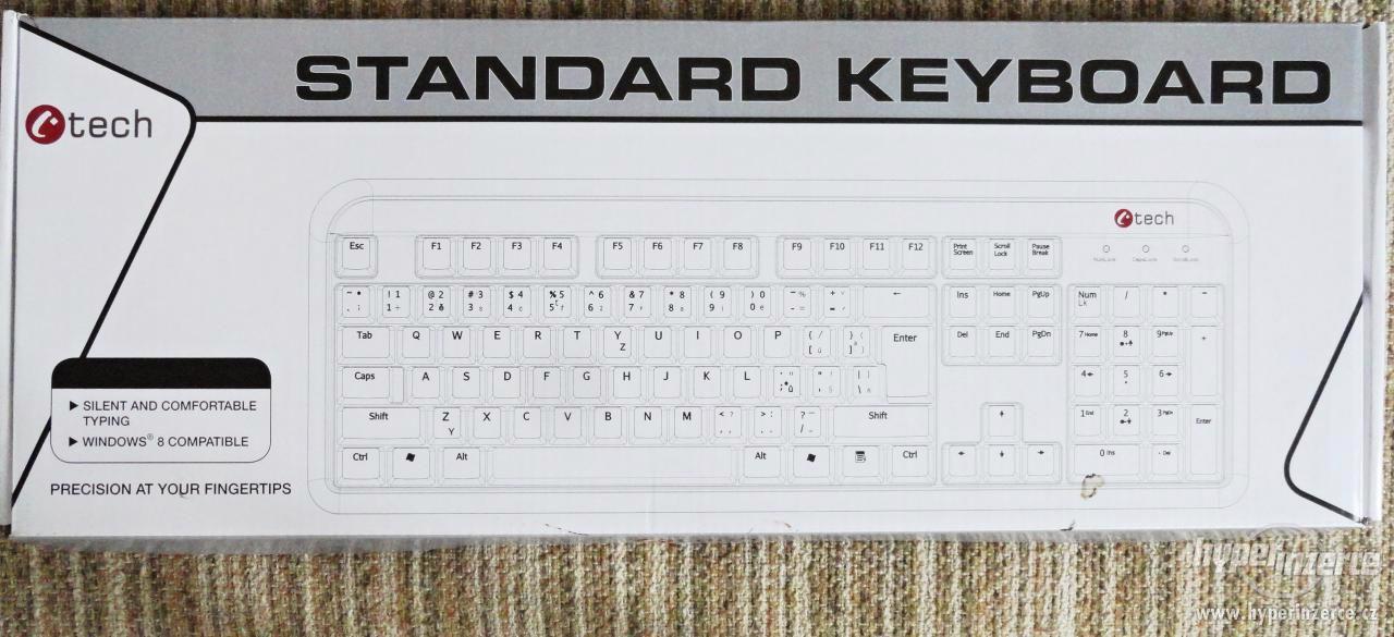 C-TECH klávesnice KB-101 USB, slim, black, CZ/SK - foto 3