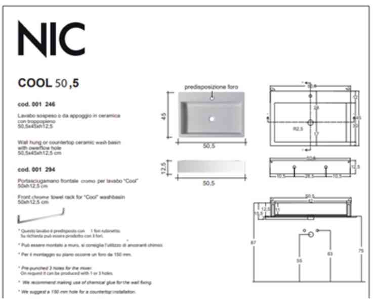 Prodám Designové umyvadlo NIC design série COOL 50 cm - foto 7