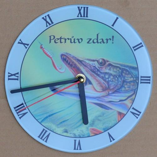 Skleněné Rybářské hodiny Petrův Zdar