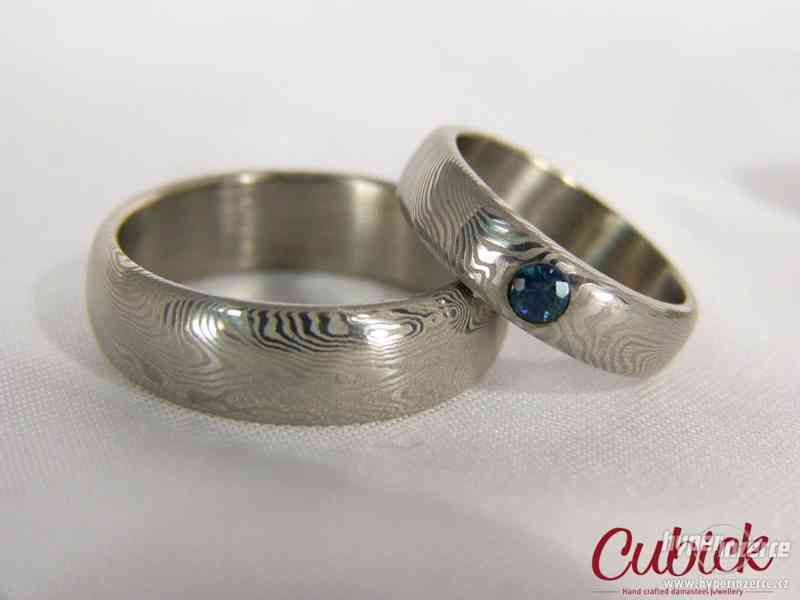 Originální snubní prsteny z damašské oceli / damasteel - foto 2