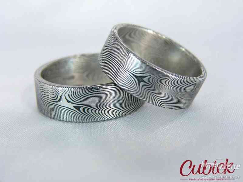 Originální snubní prsteny z damašské oceli / damasteel - foto 3