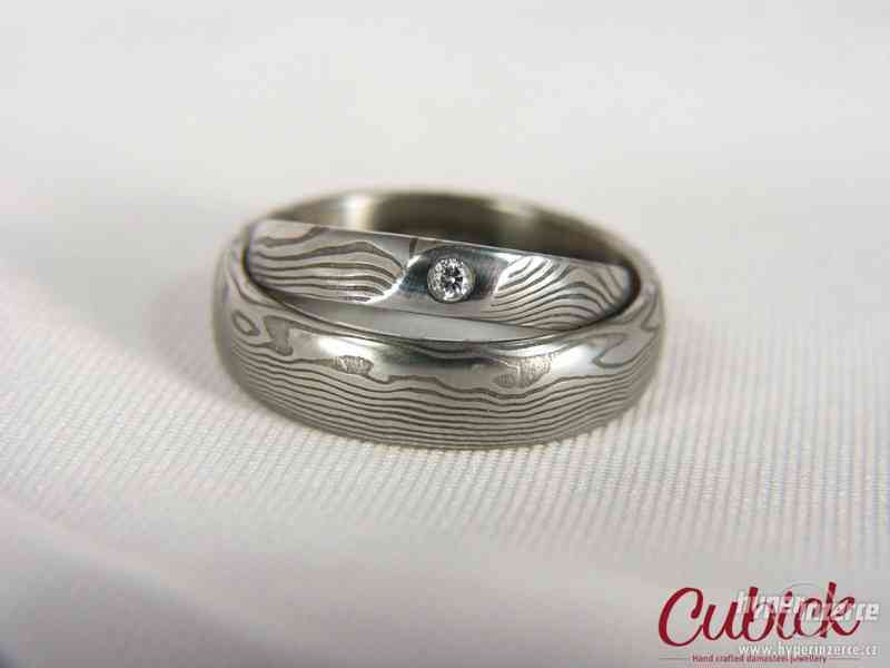 Originální snubní prsteny z damašské oceli / damasteel - foto 5