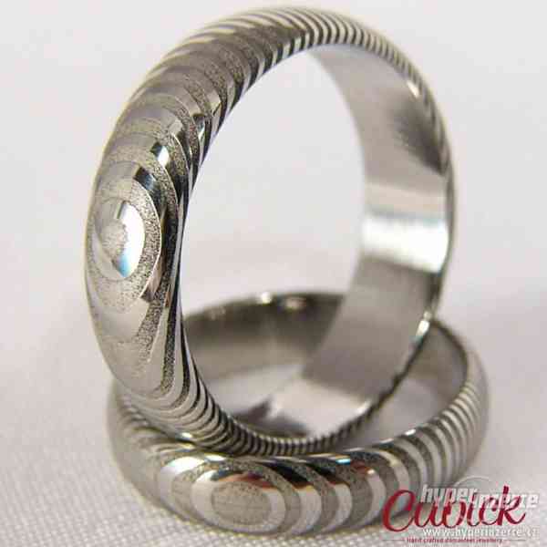 Originální snubní prsteny z damašské oceli / damasteel - foto 9