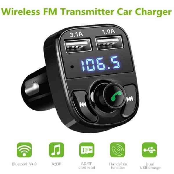 MP3 FM transmitter Bluetooth 12V, 24V USB 3.1A nový - foto 3