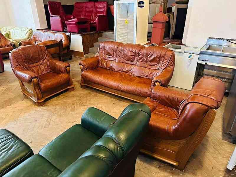  557 Rustikální kožená sedací souprava sedačka 3+1+1 masiv - foto 2