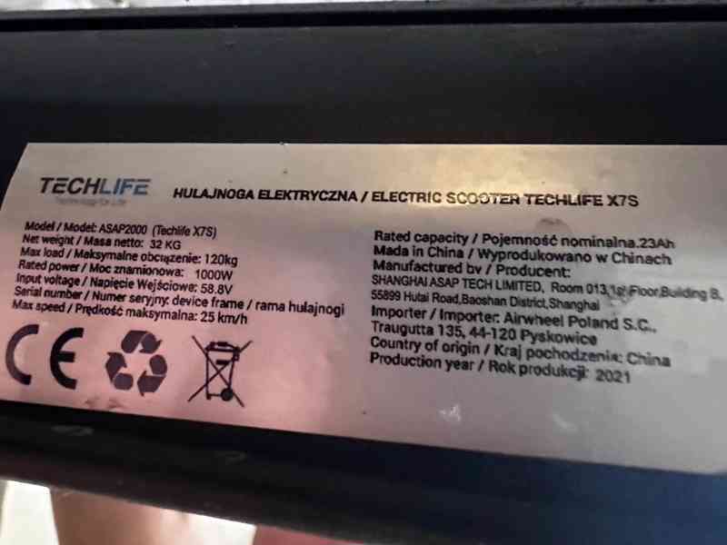 Elektrická koloběžka Techlife X7S 23Ah, 2×1000W, sedadlo - foto 3