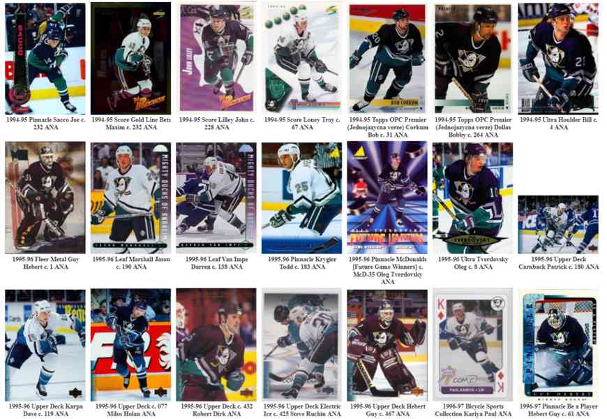 Hokejové karty / hokejové kartičky NHL týmu Anaheim Ducks - foto 2
