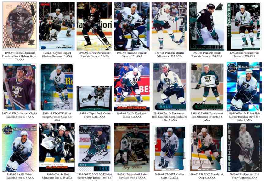 Hokejové karty / hokejové kartičky NHL týmu Anaheim Ducks - foto 3