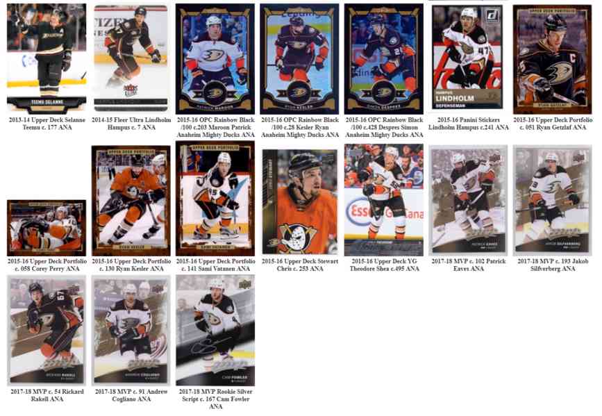 Hokejové karty / hokejové kartičky NHL týmu Anaheim Ducks - foto 7