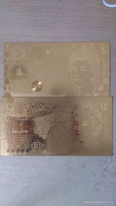Zlatá bankovka, britská LIBRA, sada 4 ks + CERTIFIKÁT! - foto 2