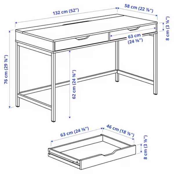 ALEX Psací stůl, bílá, 132x58 cm, Ikea - foto 2