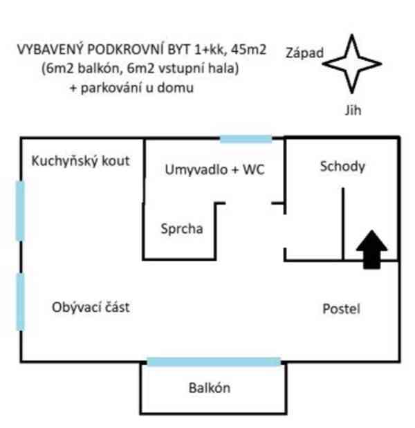 Pronájem 1+kk, 45m2 (balk+park) (Janův Důl, ul. U Plovárny)  - foto 13