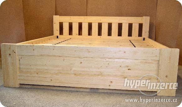Dřevěná postel -dvojlůžko NOVÁ - foto 2