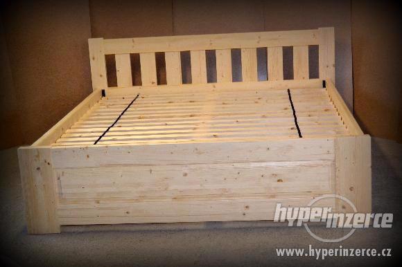 Dřevěná postel -dvojlůžko NOVÁ - foto 3